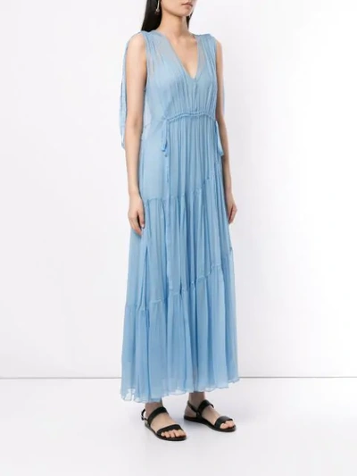 Shop Lee Mathews Petra Silk Dress In Blue