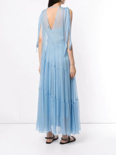 Shop Lee Mathews Petra Silk Dress In Blue