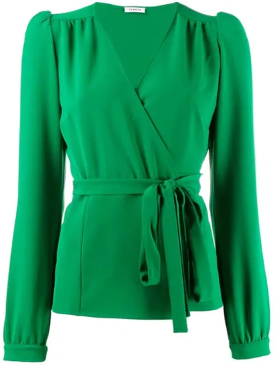 Shop P.a.r.o.s.h Tie Waist Blouse In Green