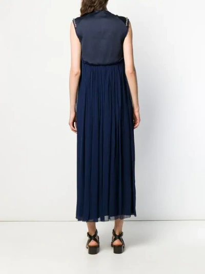 Shop Chloé Sleeveless Pleated Maxi Dress In Blue