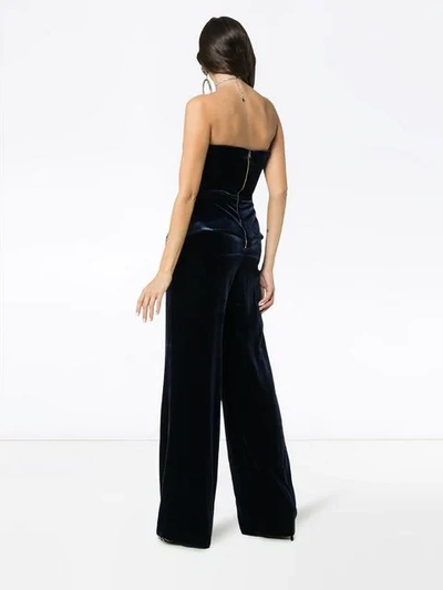 Shop Roland Mouret Carradine Velvet Jumpsuit In Blue