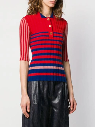 Shop Sonia Rykiel Striped Polo Jumper In Red