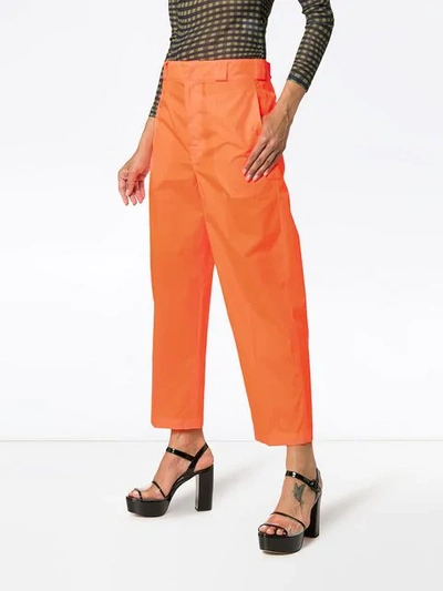 Shop Prada Fluorescent Cropped Trousers In Yellow