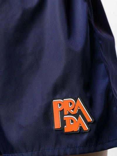 PRADA 标贴尼龙短裤 - 蓝色