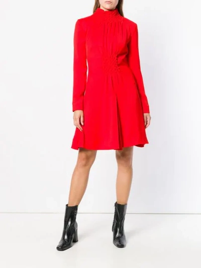 Shop Aalto Smocked High Neck Mini Dress - Red