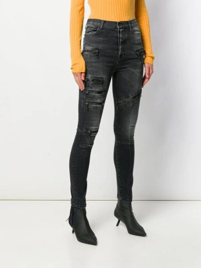 Shop Ben Taverniti Unravel Project Mid Rise Zipped Skinny Jeans In Grey
