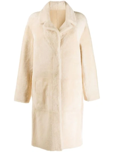 Shop Drome Reversible Single Breasted Coat In White