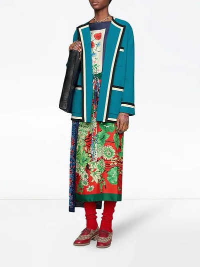 Shop Gucci Patchwork Scarves Kaftan In Multicolour