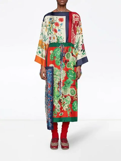Shop Gucci Patchwork Scarves Kaftan In Multicolour