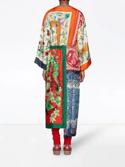 Shop Gucci Patchwork Scarves Kaftan In Multicolour