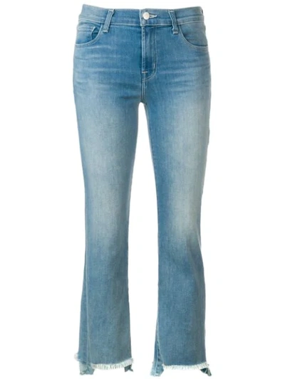 Shop J Brand Raw Hem Cropped Jeans In Blue