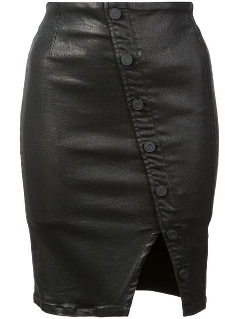 black stretch denim skirt