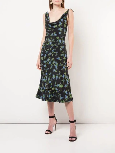 Shop Altuzarra Asymmetric Floral Print Dress In Blue