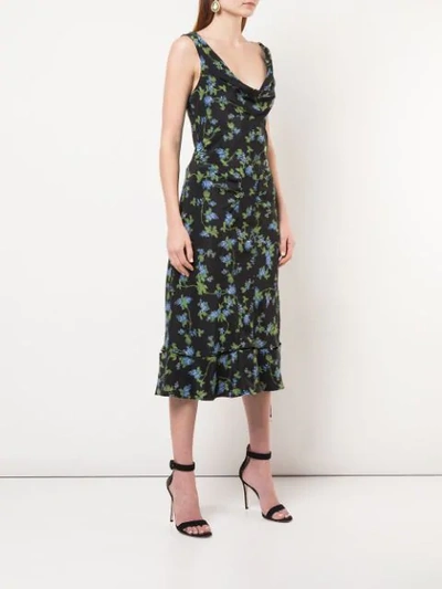 Shop Altuzarra Asymmetric Floral Print Dress In Blue