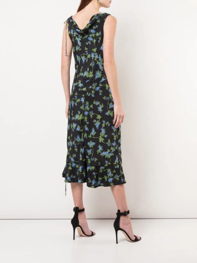 Shop Altuzarra Asymmetric Floral Print Dress In Blue