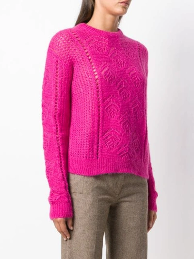 Shop Rochas Embroidered Fitted Sweater In Pink