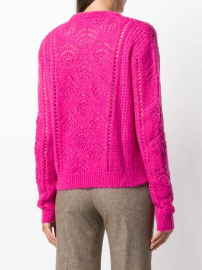 Shop Rochas Embroidered Fitted Sweater In Pink