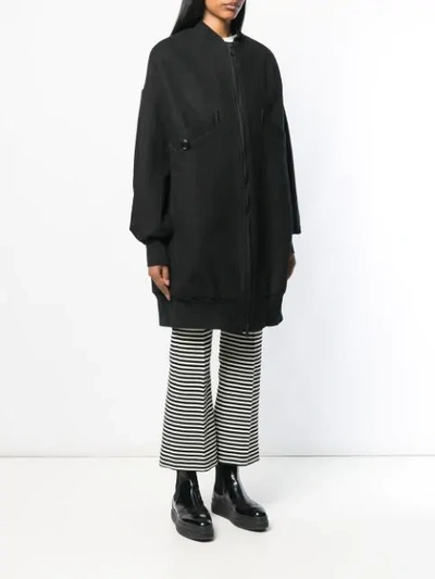 Shop Yohji Yamamoto Long Bomber Jacket In Black