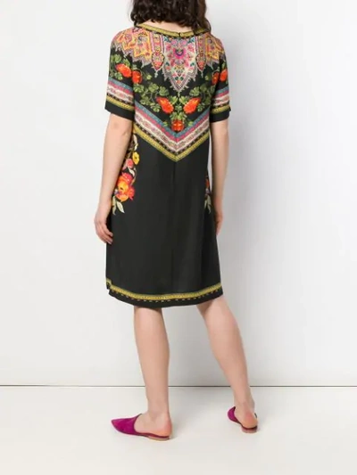 Shop Etro Floral Embroidered Effect Dress In Black