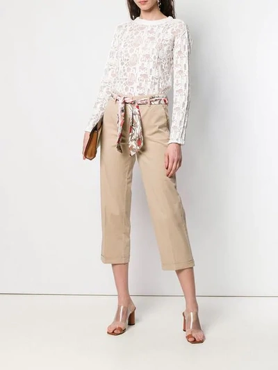 Shop Cambio Scarf Belt Trousers In Neutrals