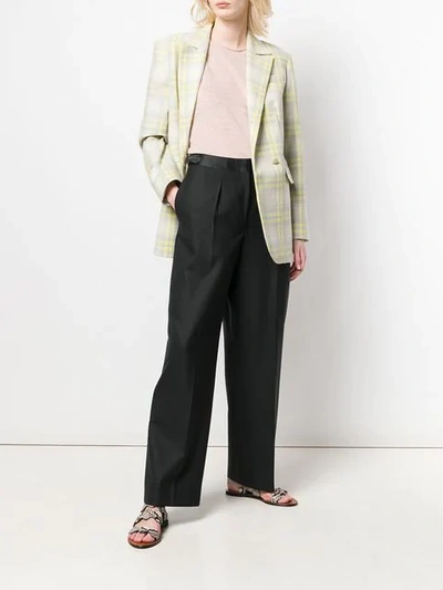 Shop Officine Generale High Waist Trousers In Black