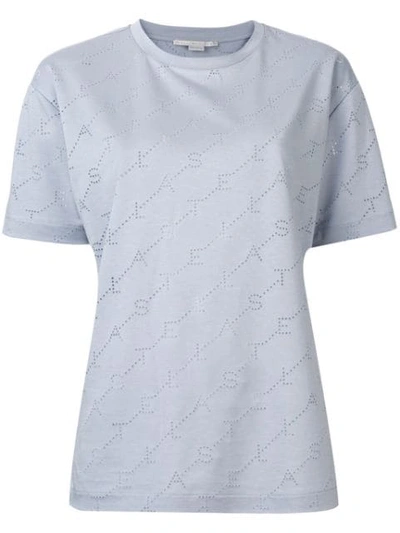 Shop Stella Mccartney Perforated Logo T In Blue