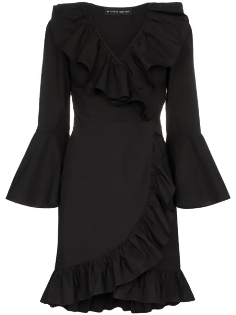 black cotton wrap dress