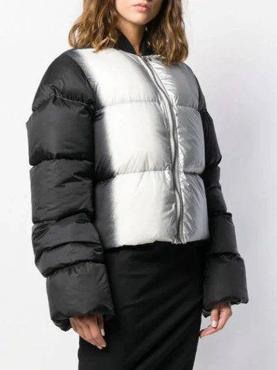 RICK OWENS COLOUR BLOCK PUFFER JACKET - 黑色