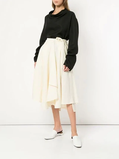 Shop Lemaire Loose Flared Skirt In Neutrals