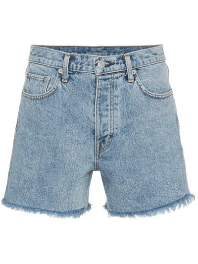 Shop Helmut Lang Cut Off Boy Fit Denim Shorts In Blue