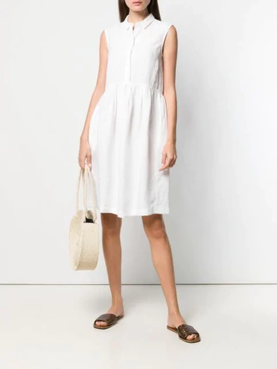 Shop Peserico Flared Sleeveless Shirt Dress In White