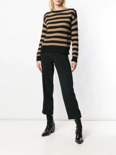 Shop Max Mara Striped Sweater In Black