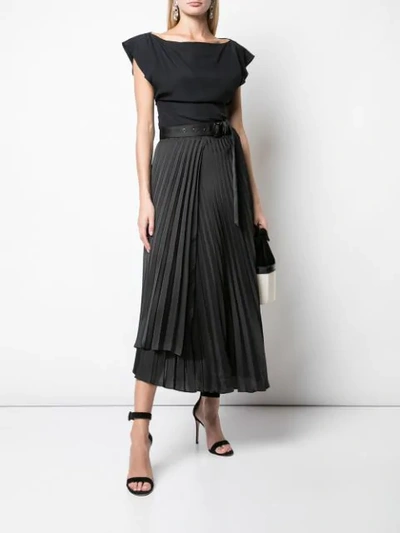Shop Brunello Cucinelli Pleated Skirt In Black
