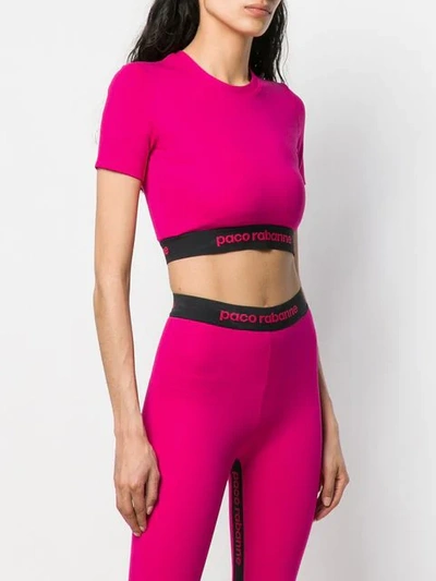 Shop Paco Rabanne Logo Cropped Sports Top In Pink