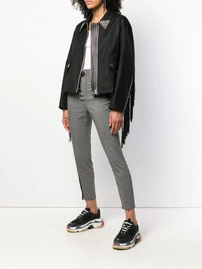 Shop Alexander Wang Slim Houndstooth Trousers In Grey