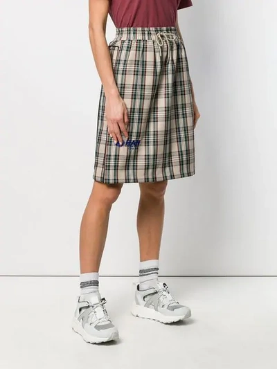 Shop Han Kjobenhavn Tartan Print Midi Skirt In Neutrals