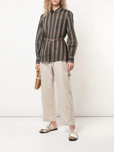 Shop Brunello Cucinelli Belt Detail Striped Shirt In Black