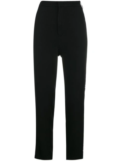 Shop Pinko Lace Panel Trousers In Black