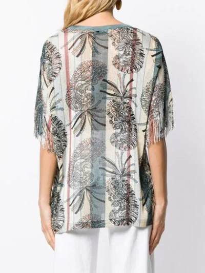 Shop Etro Fringed Paisley Top In Blue