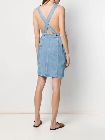 Shop Nanushka Belted Denim Dress In Blue