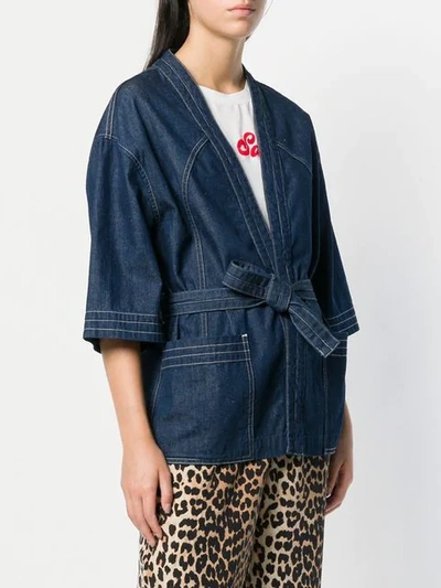 Shop M.i.h. Jeans Tie Waist Kimono Jacket In Blue