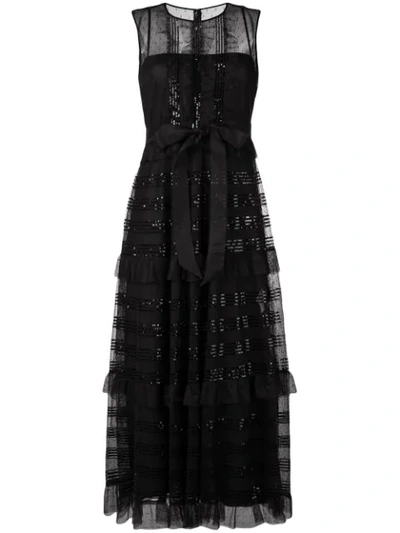 Shop Red Valentino Microsequin Tulle Dress In Black