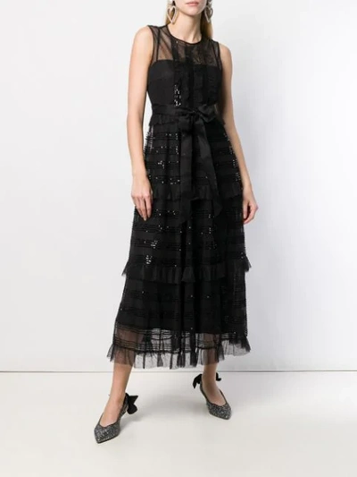 Shop Red Valentino Microsequin Tulle Dress In Black