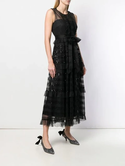 Shop Red Valentino Microsequin Tulle Dress In Black