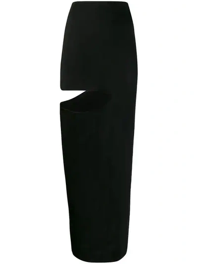 Shop Rick Owens Cut Out Maxi Skirt In Black