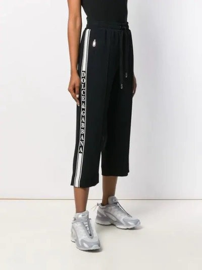Shop Dolce & Gabbana Cropped Track Trousers In N0000 Black