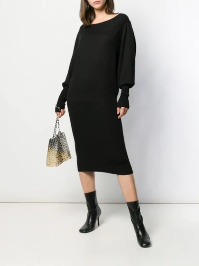 Shop P.a.r.o.s.h Knitted Midi Dress In Black