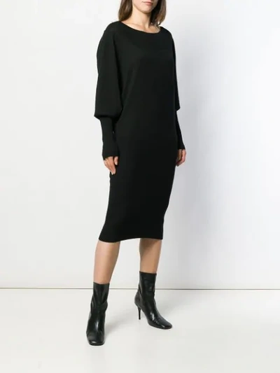 Shop P.a.r.o.s.h Knitted Midi Dress In Black