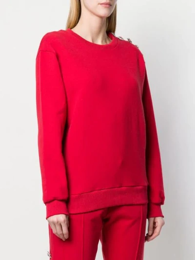 Shop Alexandre Vauthier Embellished Brooch Sweatshirt - Red