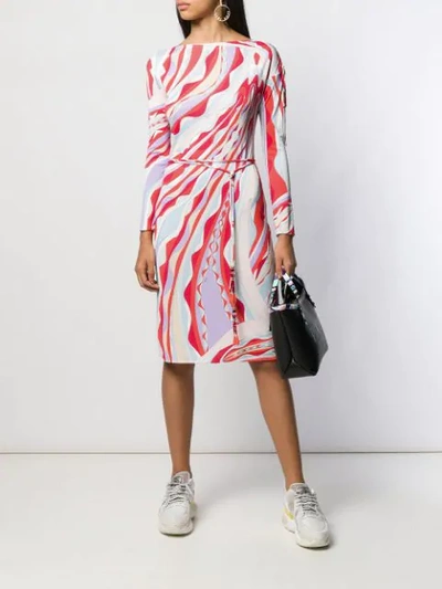 Shop Emilio Pucci Tie Waist Wrap Dress In Red